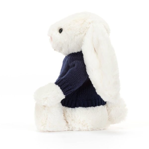 Bashful Cream Bunny with Personalised Navy Jumper - Image 3