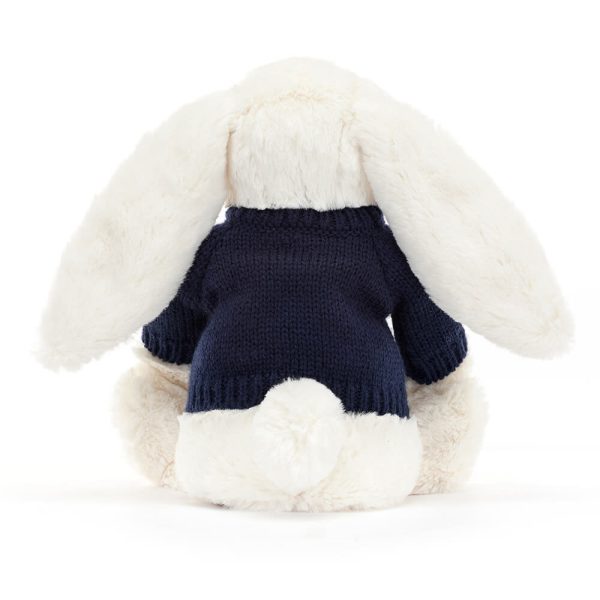 Bashful Cream Bunny with Personalised Navy Jumper - Image 4