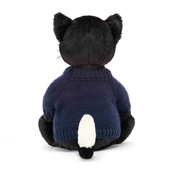 Bashful Black Kitten with Personalised Navy Jumper - Image 4