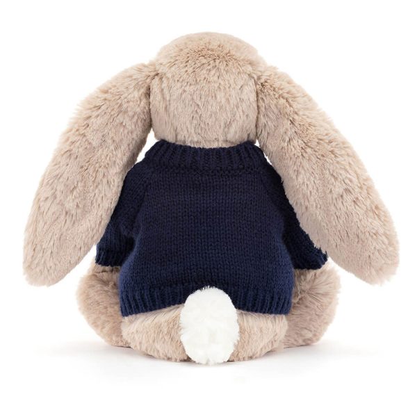 Bashful Beige Bunny with Personalised Navy Jumper - Image 4