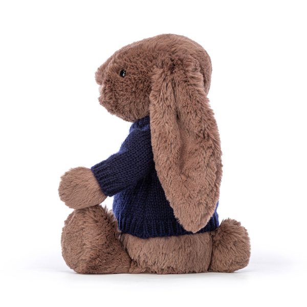 Bashful Fudge Bunny with Personalised Navy Jumper - Image 3