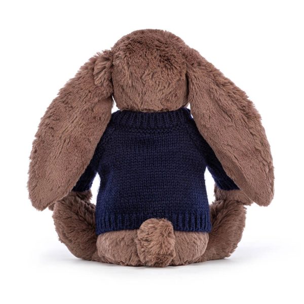 Bashful Fudge Bunny with Personalised Navy Jumper - Image 4