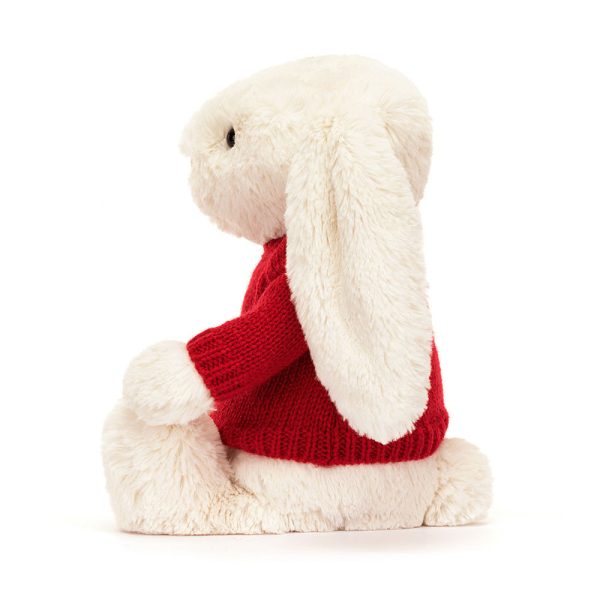 Bashful Cream Bunny with Personalised Red Jumper - Image 3
