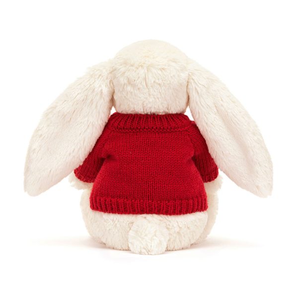 Bashful Cream Bunny with Personalised Red Jumper - Image 4