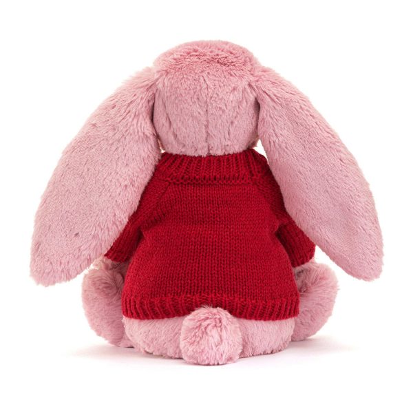 Bashful Tulip Pink Bunny with Personalised Red Jumper - Image 4