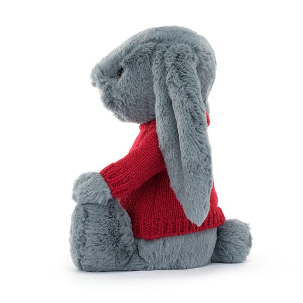 Bashful Dusky Blue Bunny with Personalised Red Jumper - Image 3