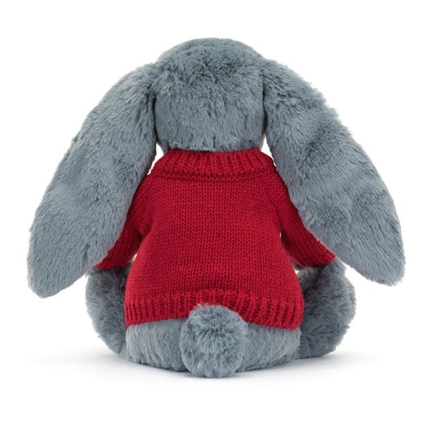 Bashful Dusky Blue Bunny with Personalised Red Jumper - Image 4