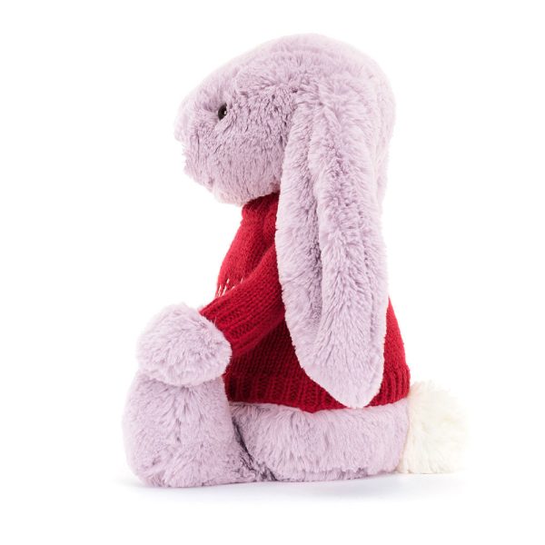 Bashful Lilac Bunny with Personalised Red Jumper - Image 3